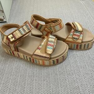 SO Loreen Women's Platform Sandals Multi-Color Strappy Boho Size 6